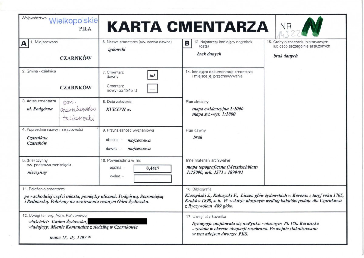 KC - Karta cmentarza, skan nr 1