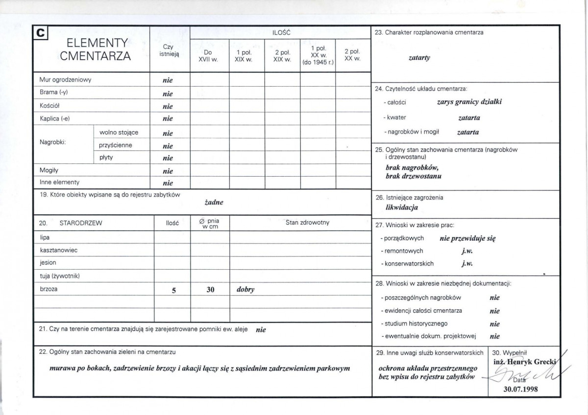 KC - Karta cmentarza, skan nr 2