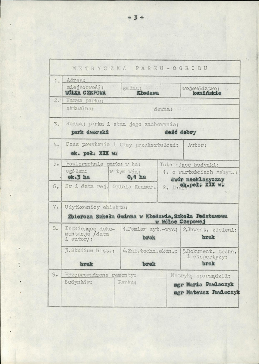 Ewidencja parkowa, skan nr 6