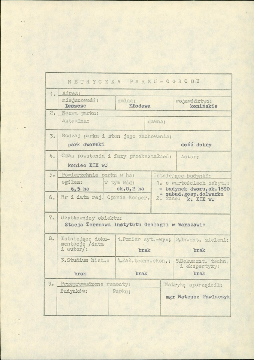 Ewidencja parkowa, skan nr 5