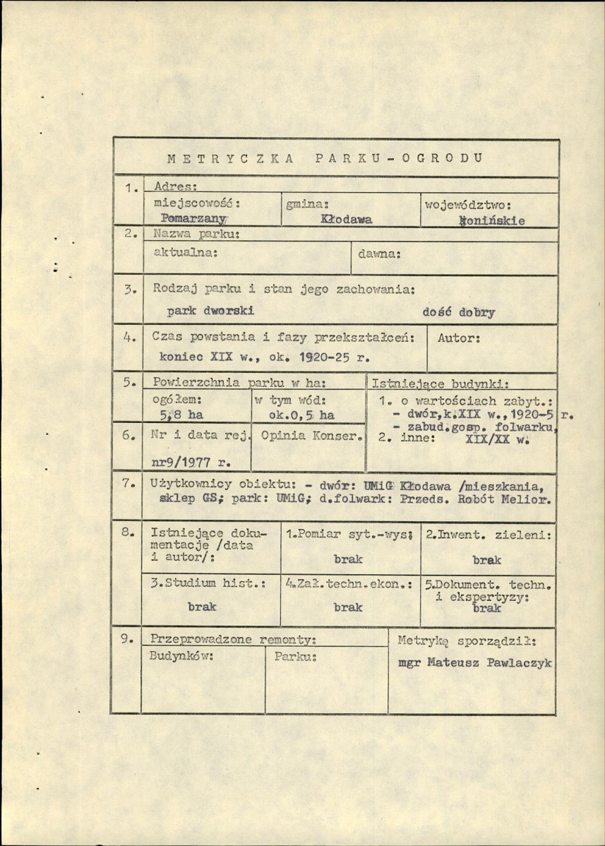 Ewidencja parkowa, skan nr 4