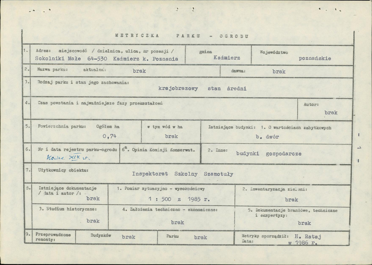 Ewidencja parkowa, skan nr 8