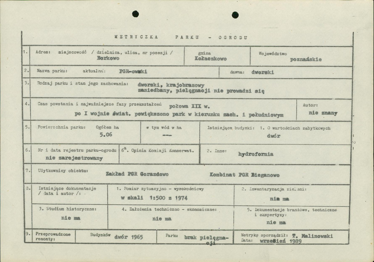 Ewidencja parkowa, skan nr 6
