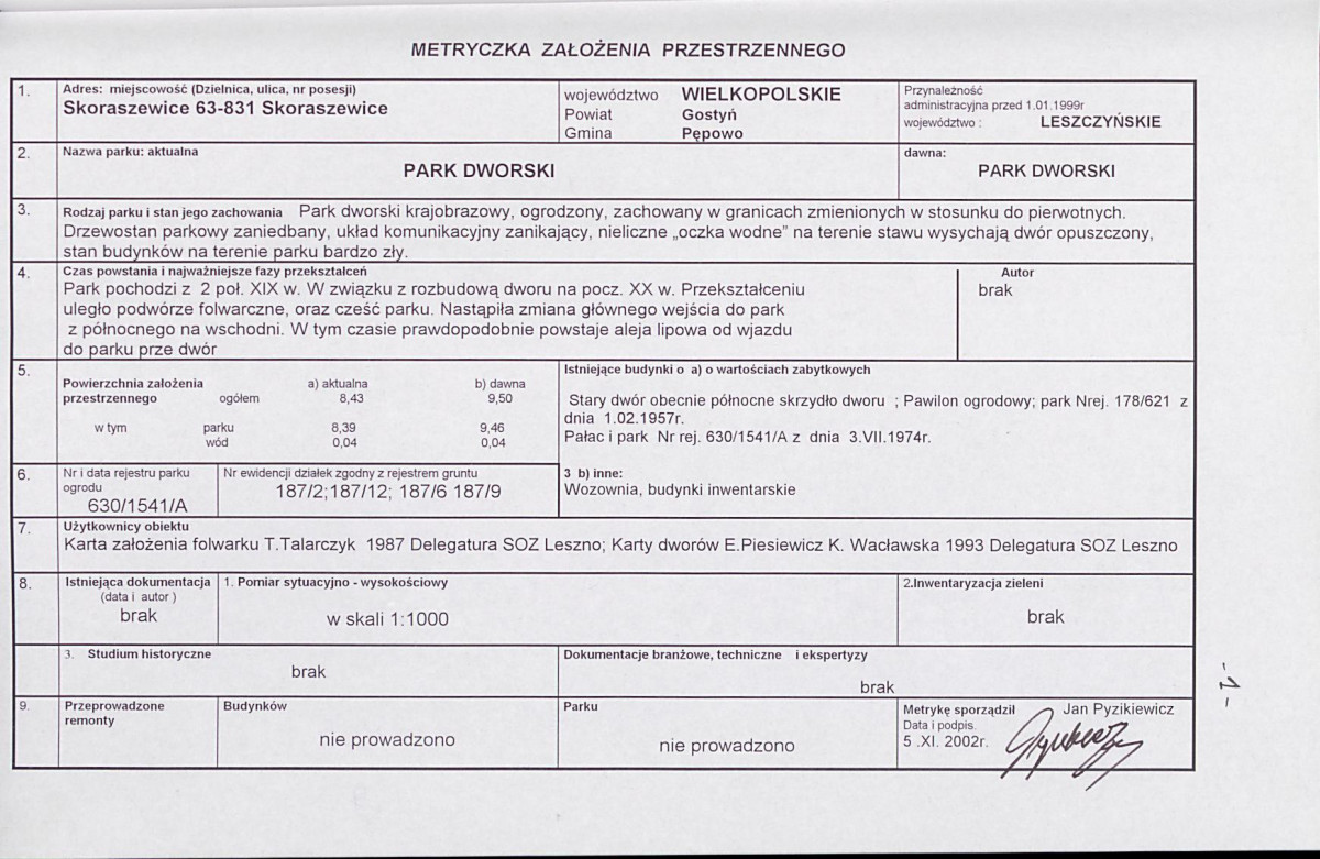 EP - Ewidencja parkowa, skan nr 5