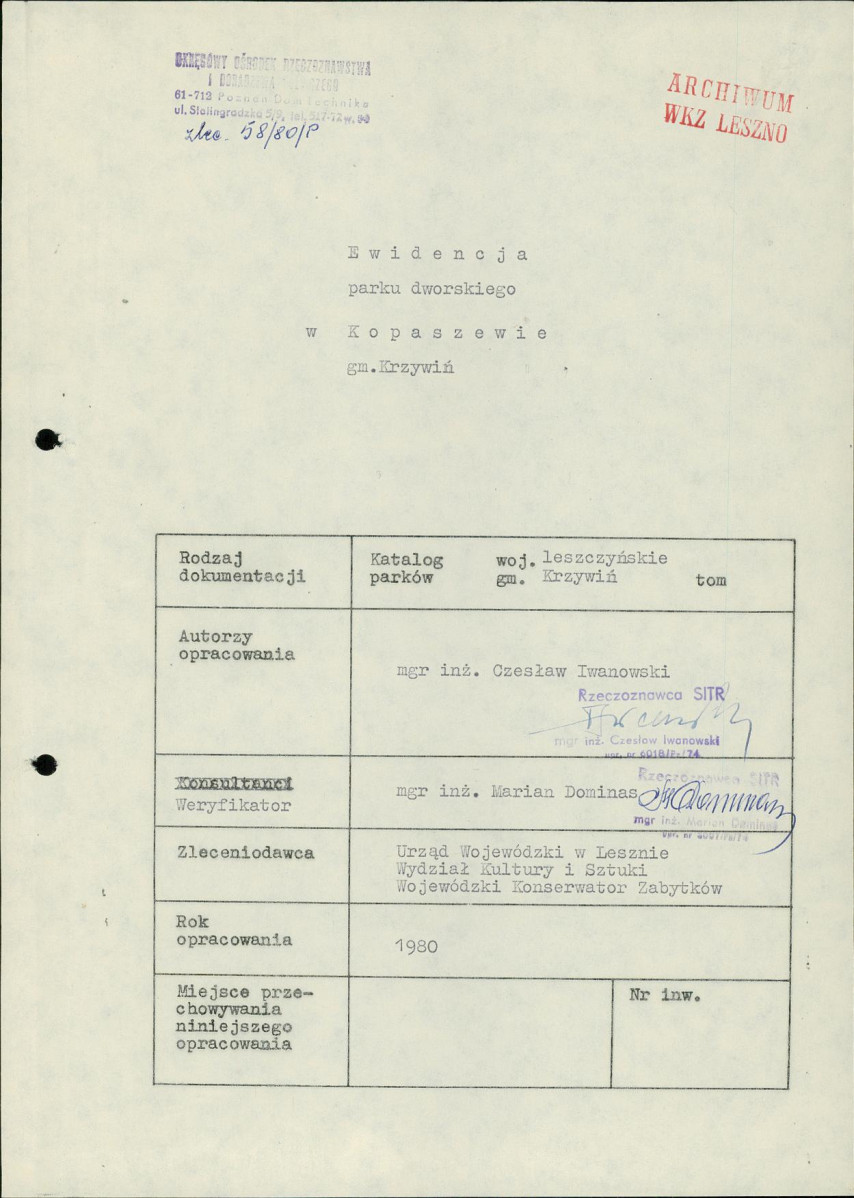 EP - Ewidencja parkowa, skan nr 2
