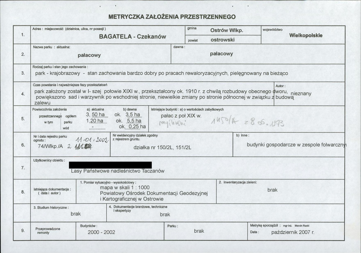 EP - Ewidencja parkowa, skan nr 2