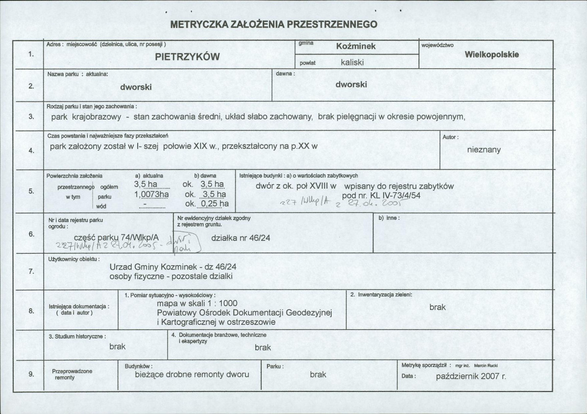 EP - Ewidencja parkowa, skan nr 2