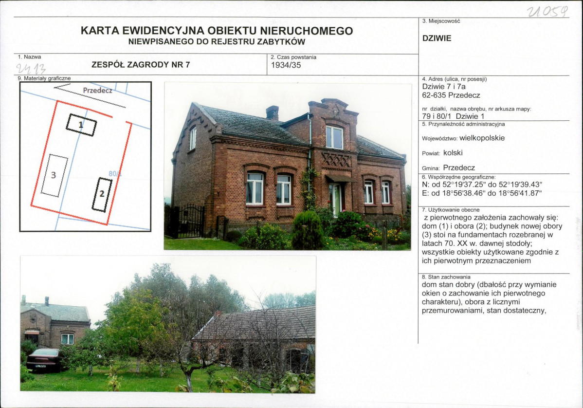 Karta obiektu niewpisanego do rejestru, skan nr 1