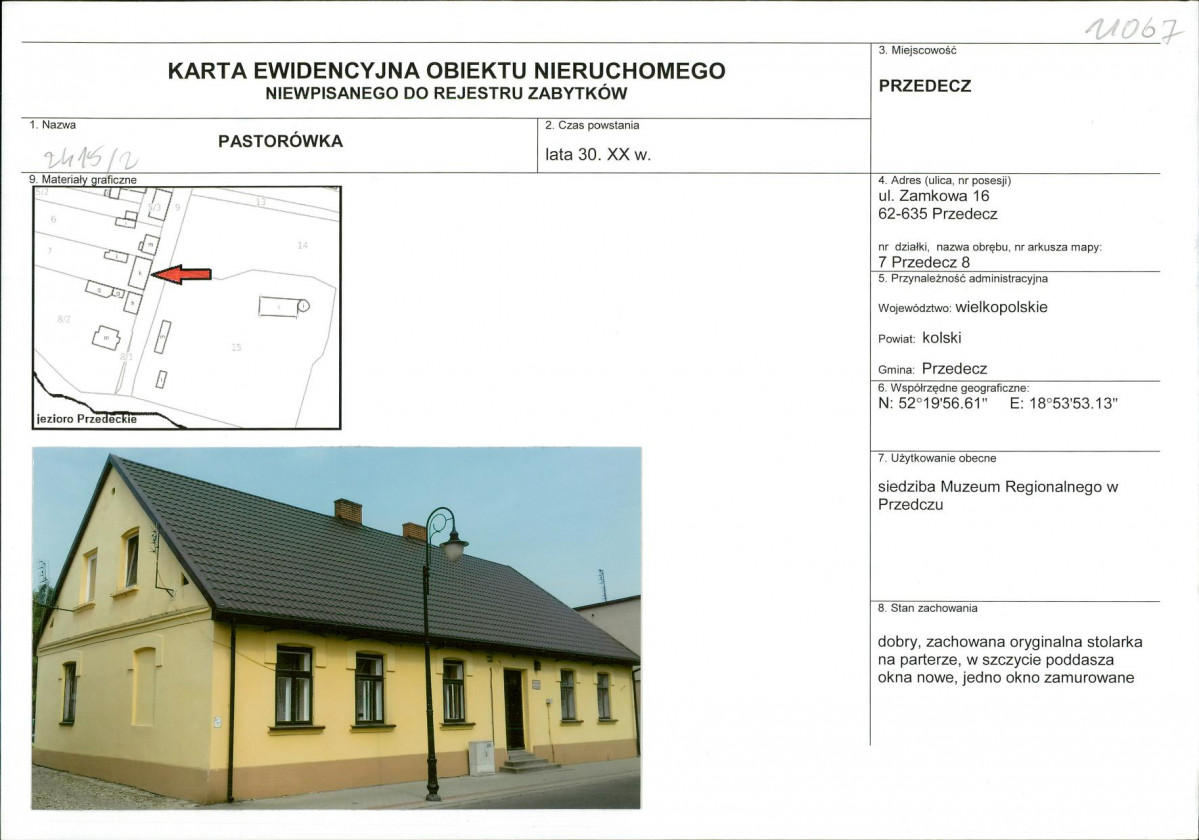 Karta obiektu niewpisanego do rejestru, skan nr 1