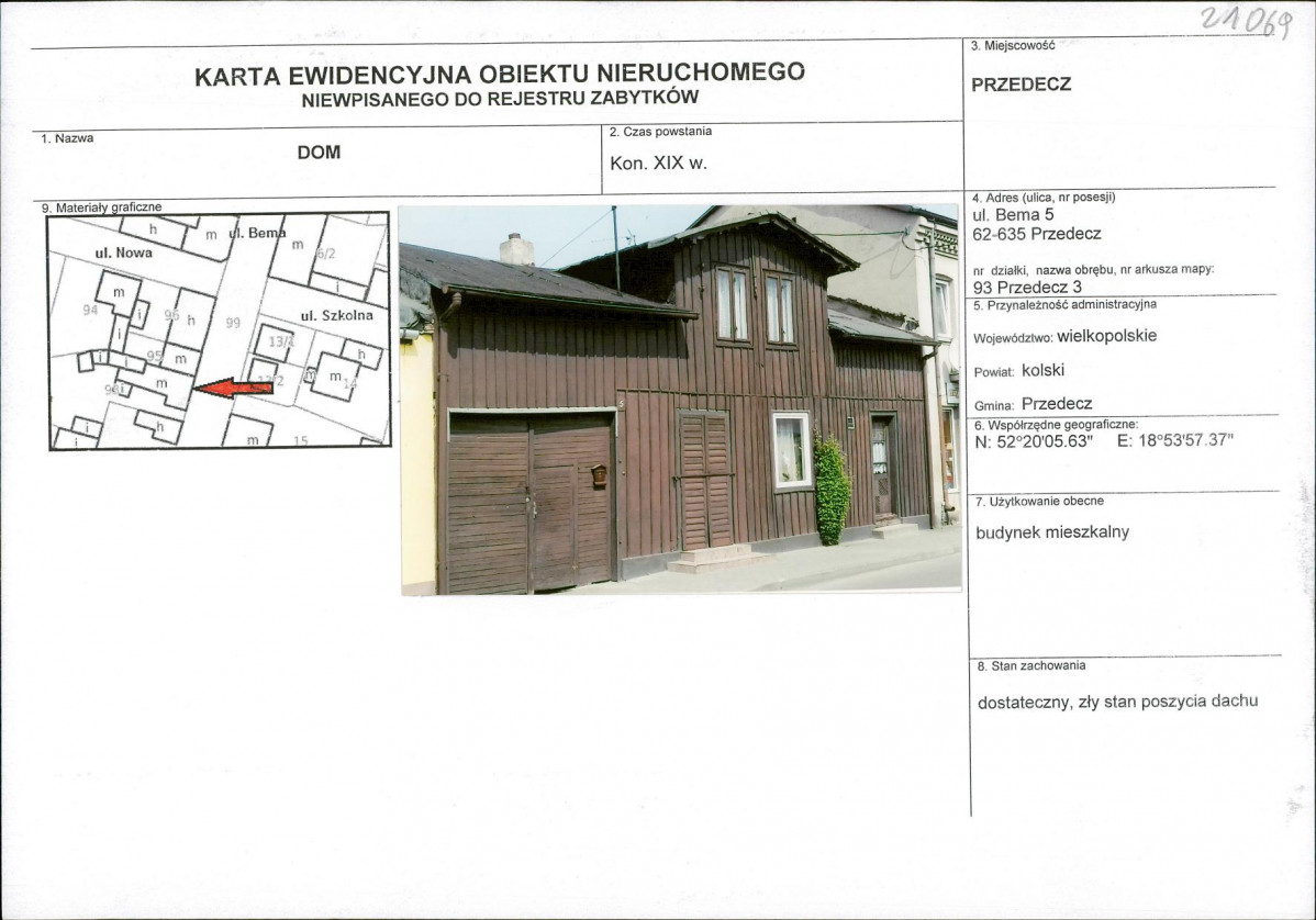 Karta obiektu niewpisanego do rejestru, skan nr 1