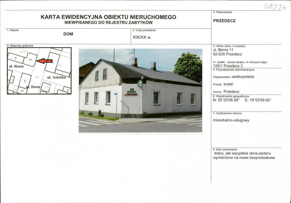 Karta obiektu niewpisanego do rejestru, skan nr 1