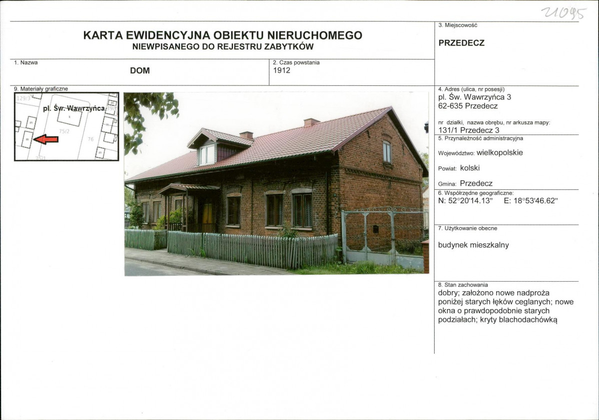 Karta obiektu niewpisanego do rejestru, skan nr 1