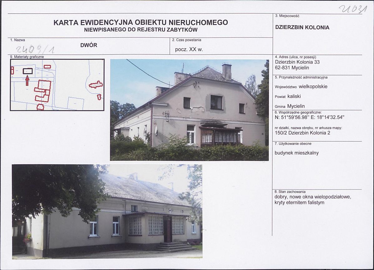 Karta obiektu niewpisanego do rejestru, skan nr 1