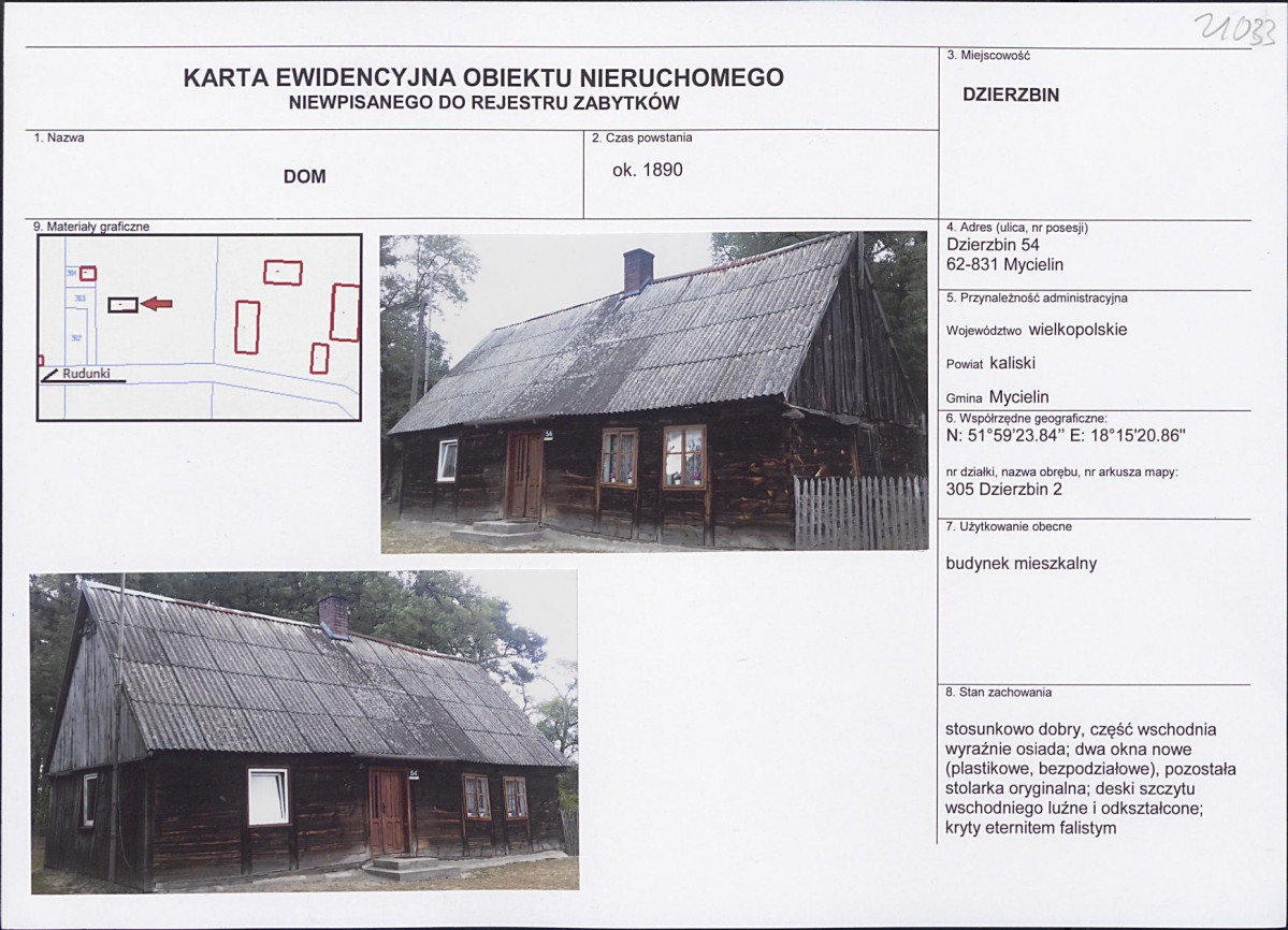 Karta obiektu niewpisanego do rejestru, skan nr 1