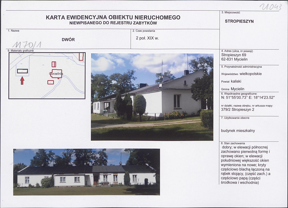 Karta obiektu niewpisanego do rejestru, skan nr 1
