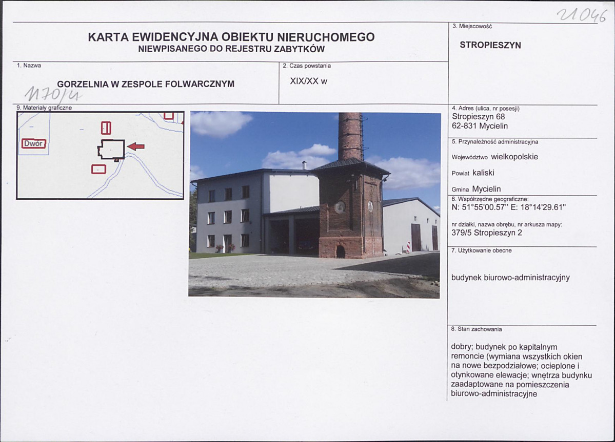 Karta obiektu niewpisanego do rejestru, skan nr 1