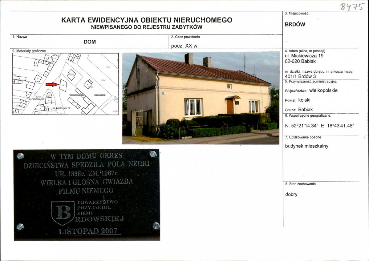 Karta obiektu niewpisanego do rejestru, skan nr 1