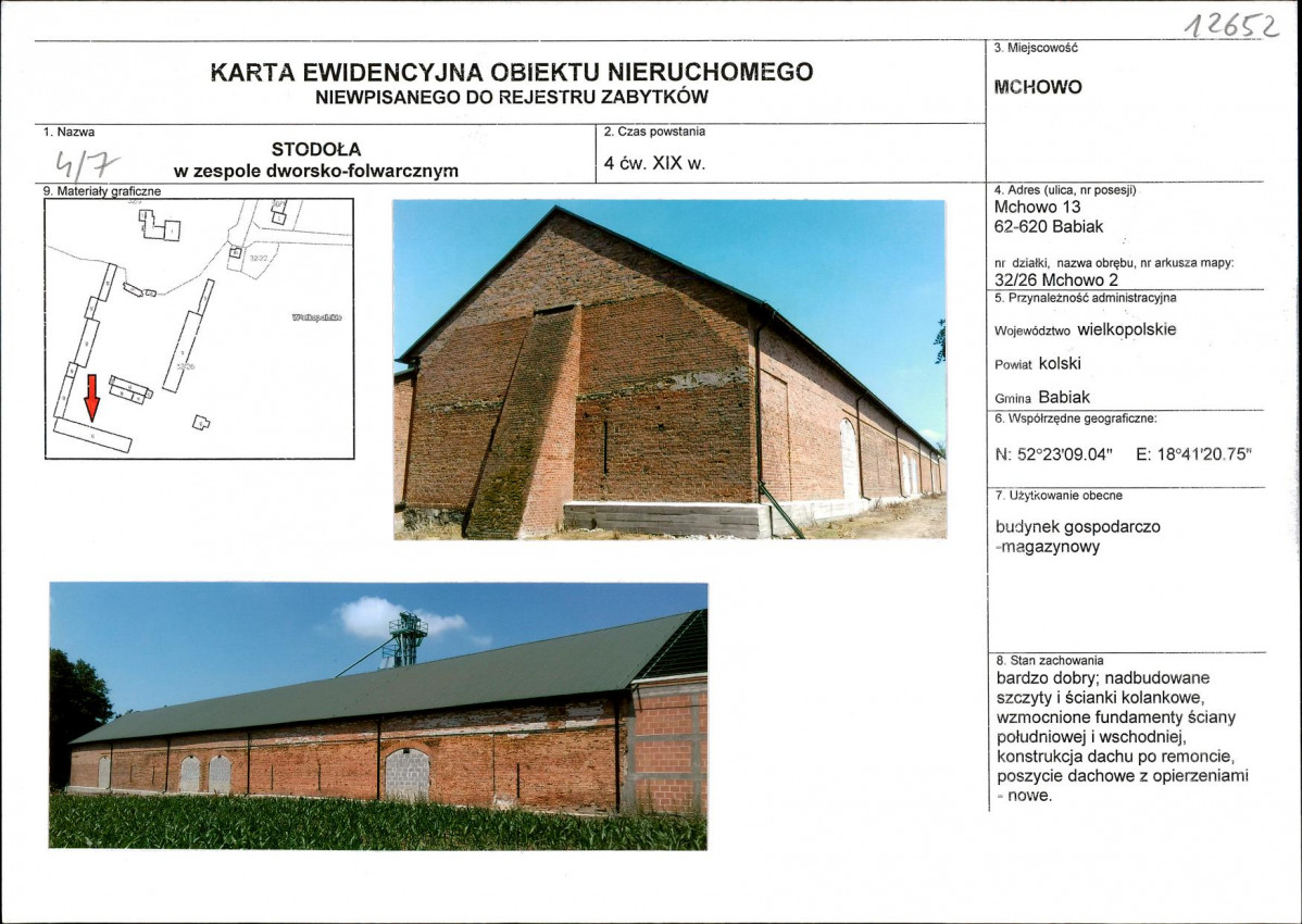 Karta obiektu niewpisanego do rejestru, skan nr 1
