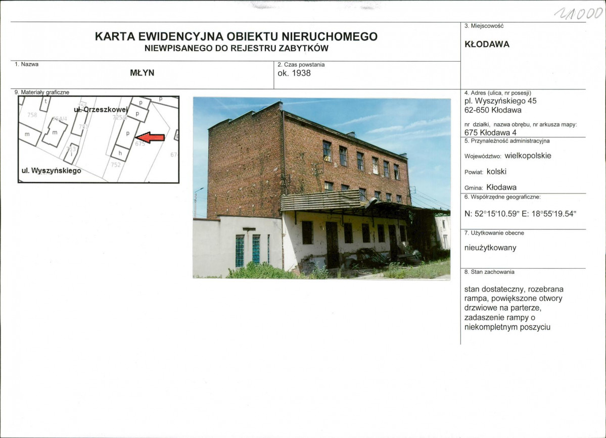 Karta obiektu niewpisanego do rejestru, skan nr 1