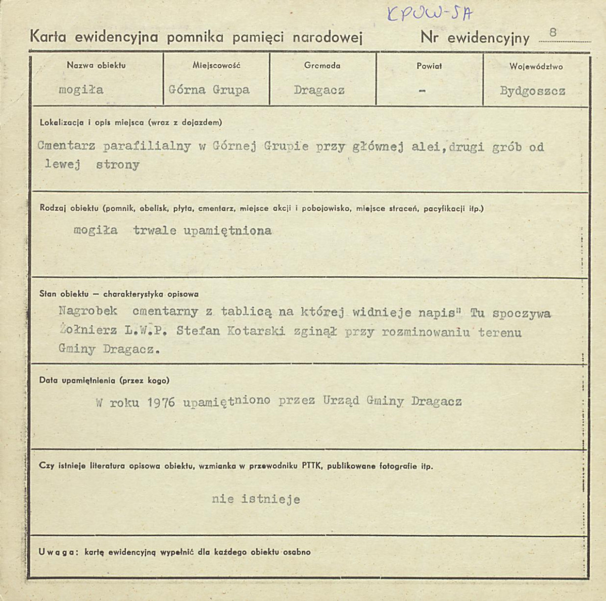 karta ewidencyjna, skan nr 1