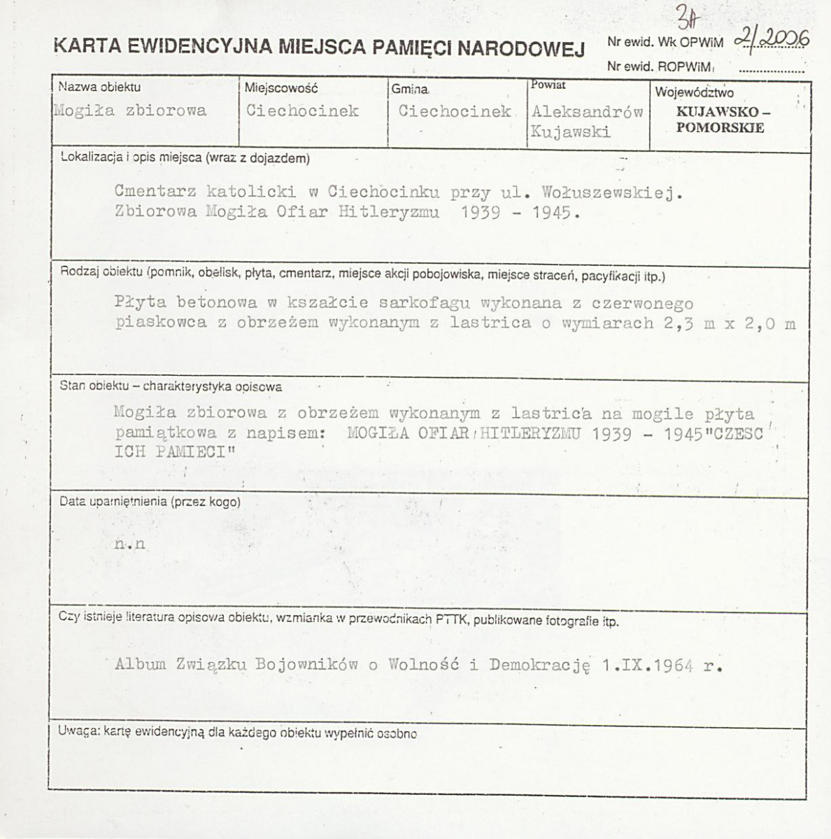 karta ewidencyjna, skan nr 1