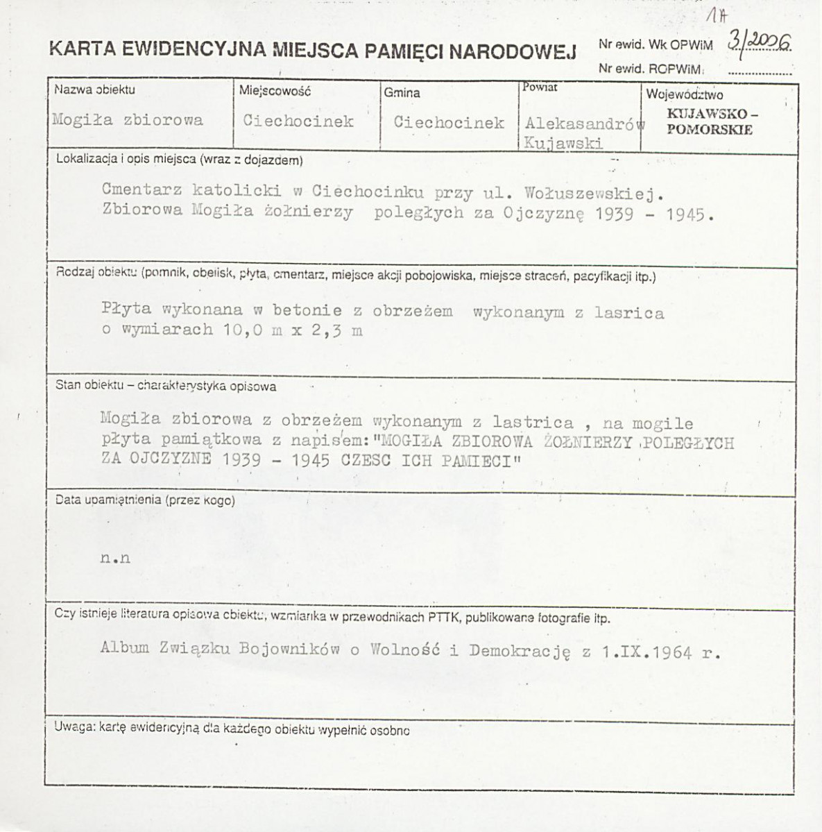 karta ewidencyjna, skan nr 1