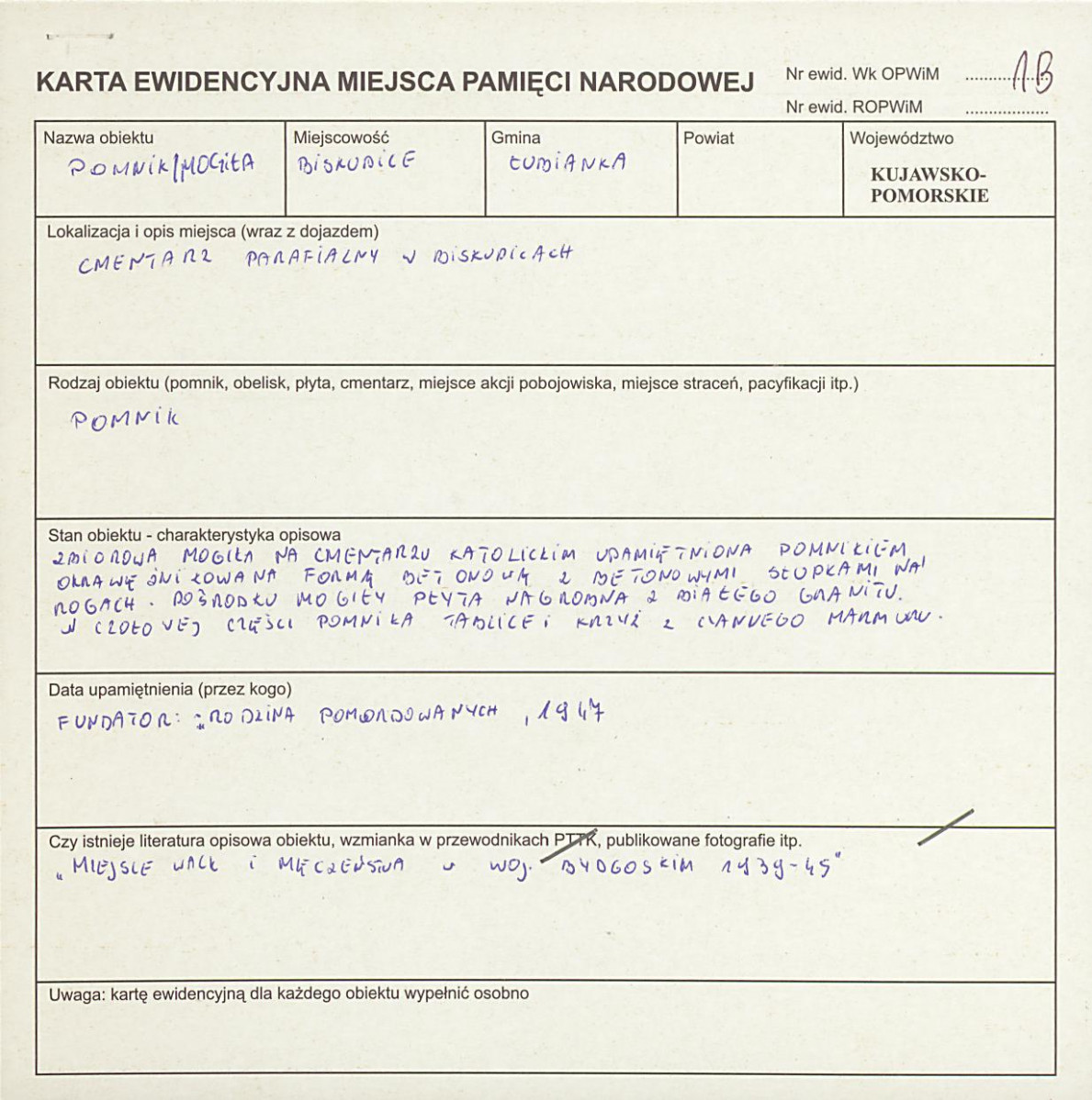 karta ewidencyjna, skan nr 1