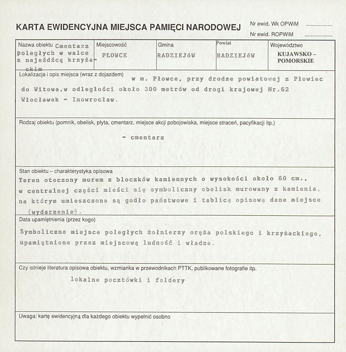 karta ewidencyjna, skan nr 1