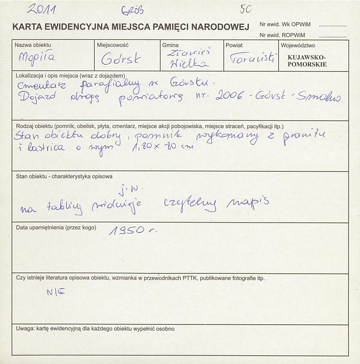 karta ewidencyjna, skan nr 1