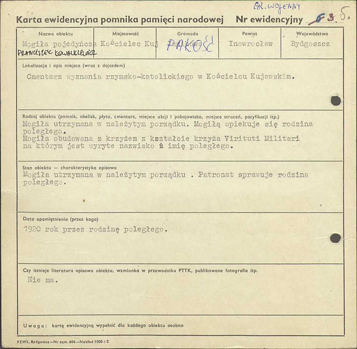 karta ewidencyjna, skan nr 1