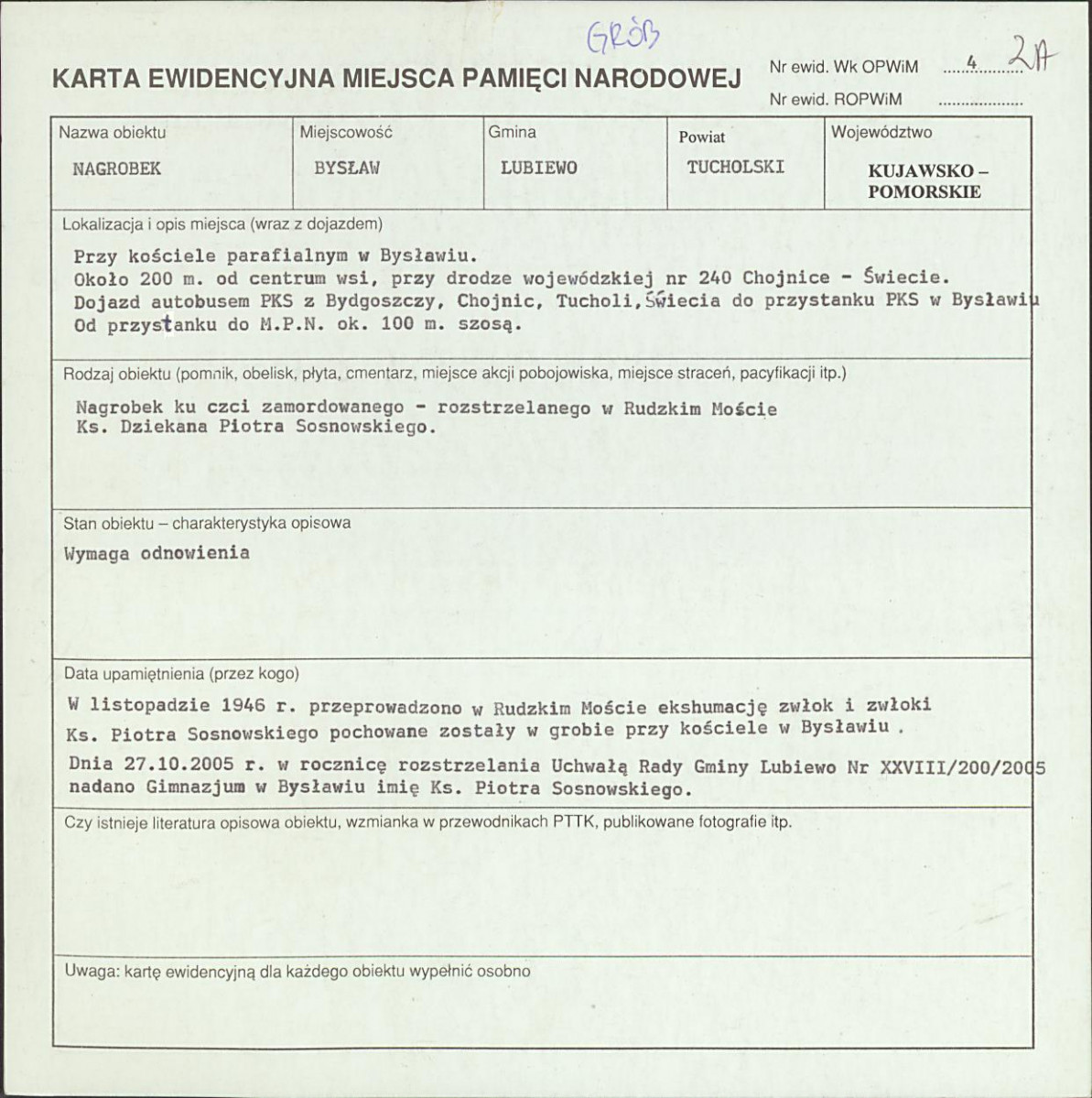 karta ewidencyjna, skan nr 1