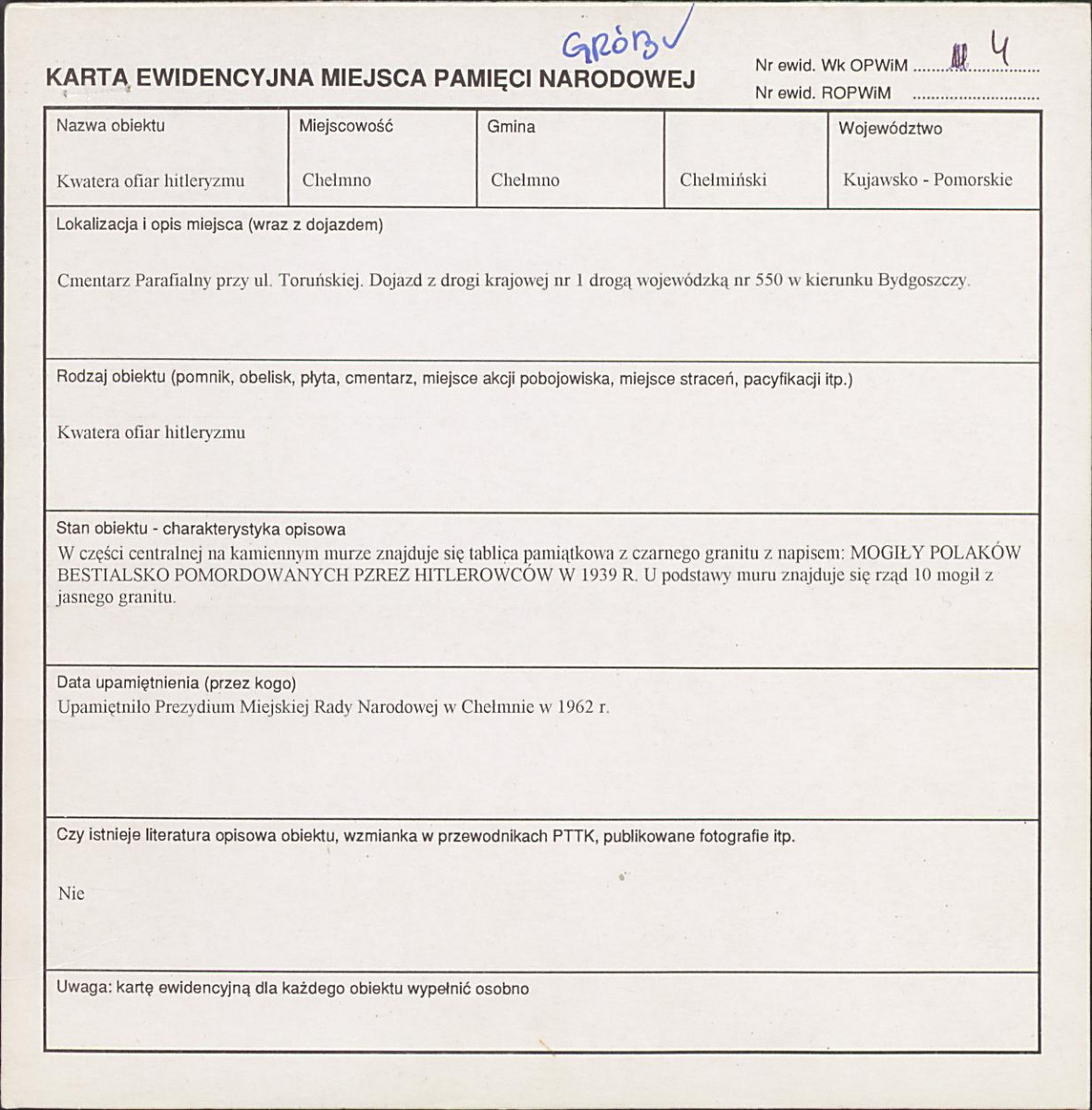 karta ewidencyjna, skan nr 2