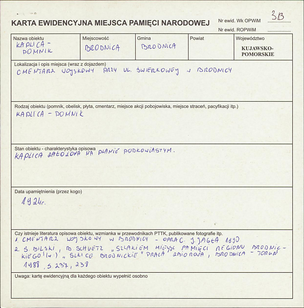 karta ewidencyjna, skan nr 1