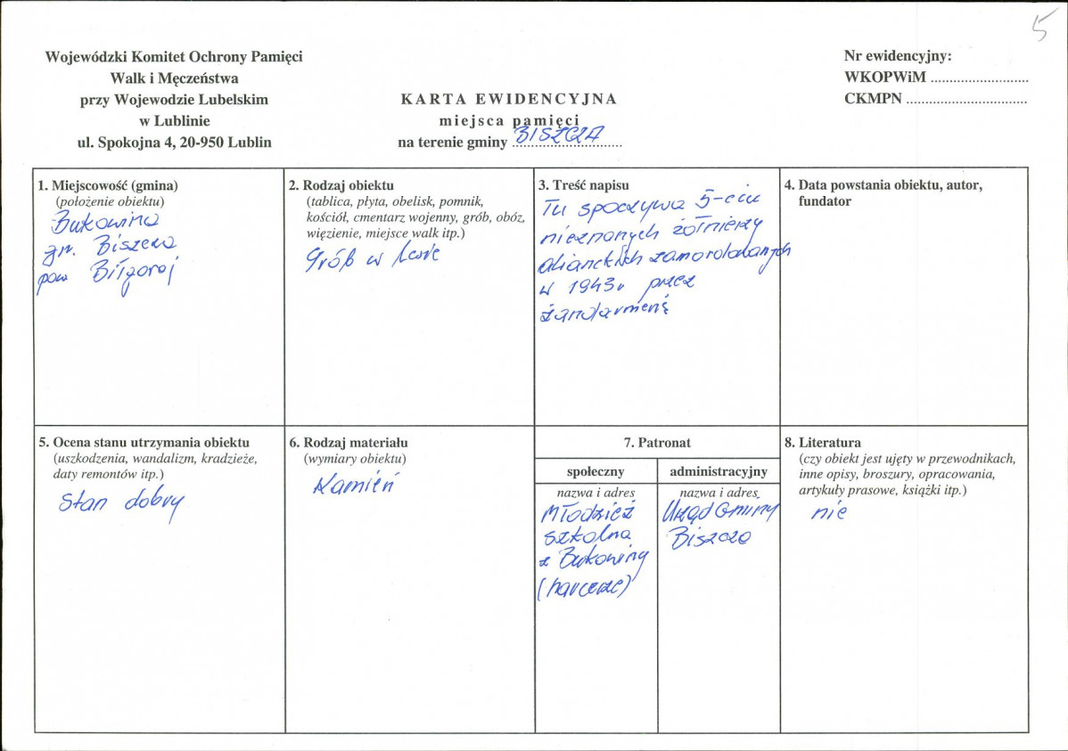 karta ewidencyjna, skan nr 1