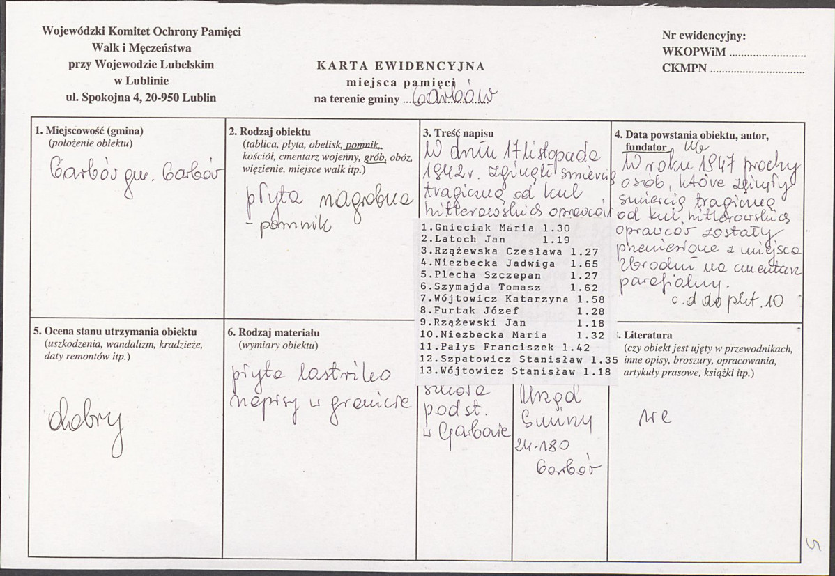 karta ewidencyjna, skan nr 1