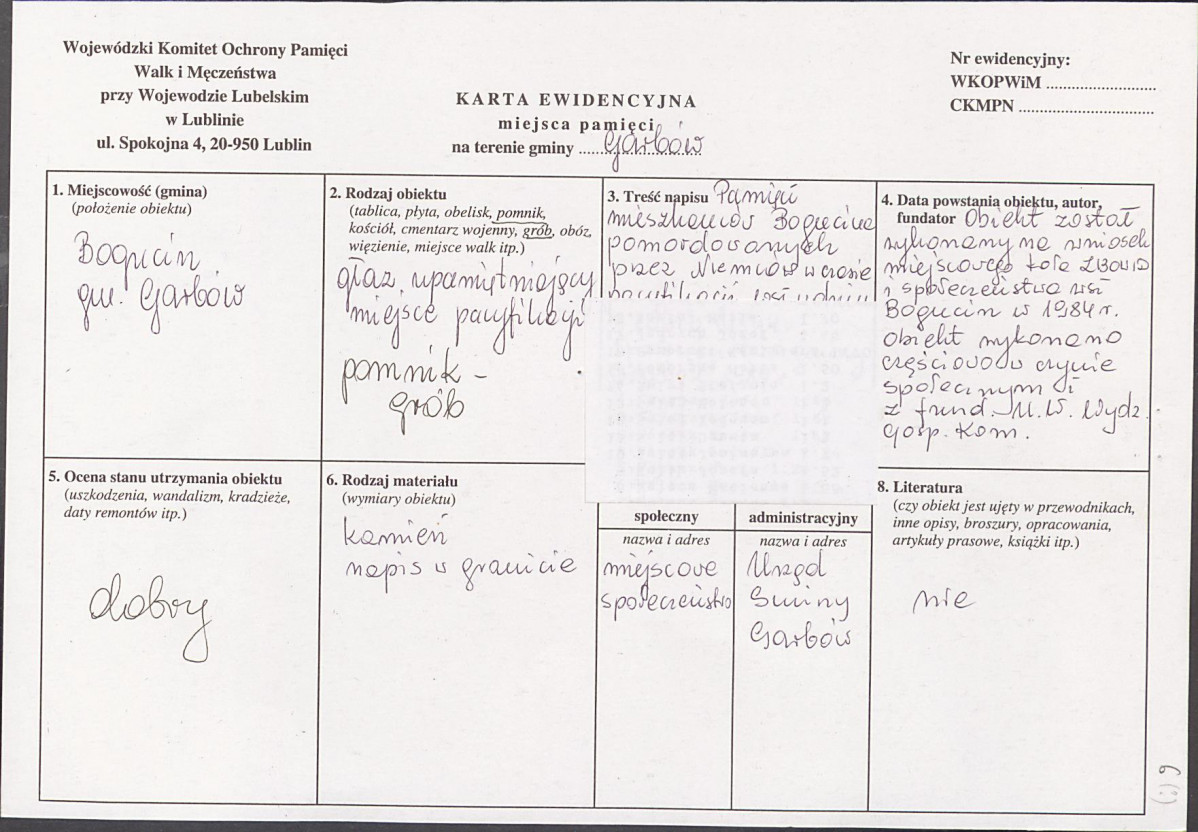karta ewidencyjna, skan nr 9