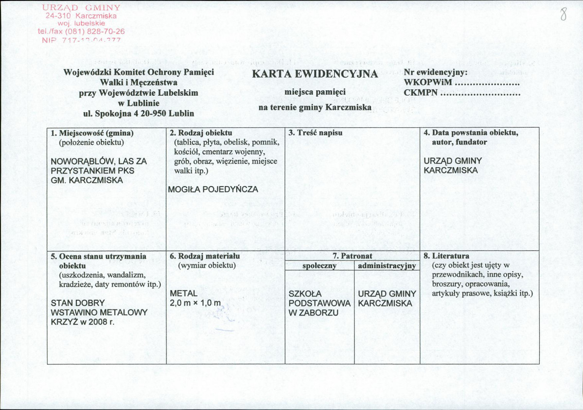 karta ewidencyjna, skan nr 1