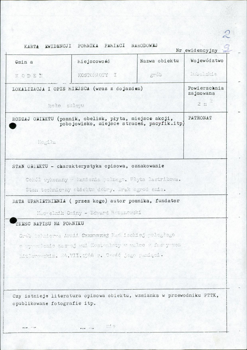 karta ewidencyjna, skan nr 1