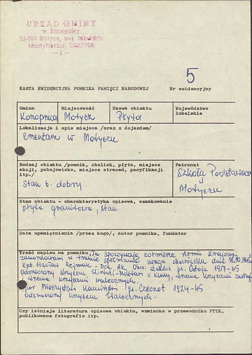 karta ewidencyjna, skan nr 1