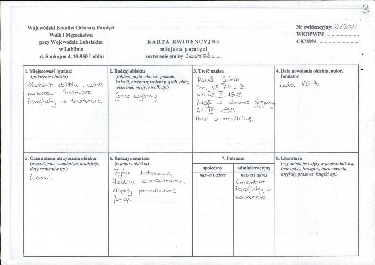 karta ewidencyjna, skan nr 1