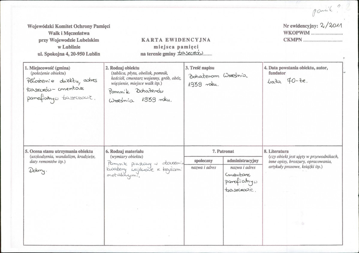 karta ewidencyjna, skan nr 1