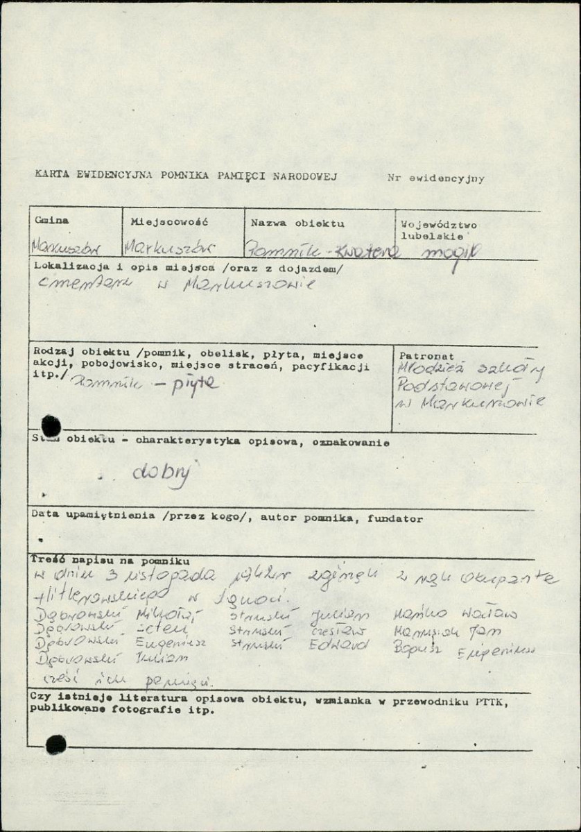 karta ewidencyjna, skan nr 1