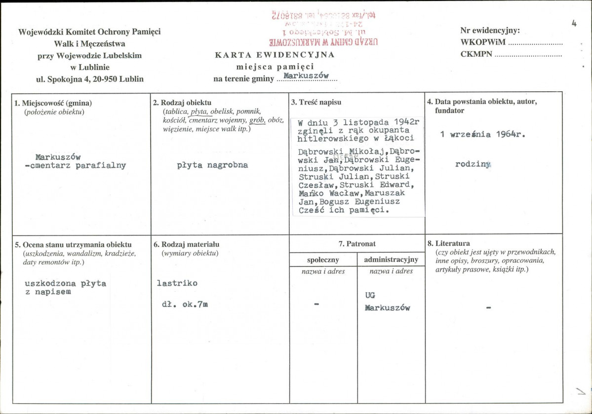 karta ewidencyjna, skan nr 1