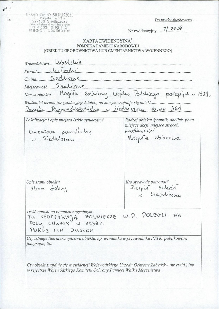 karta ewidencyjna, skan nr 1