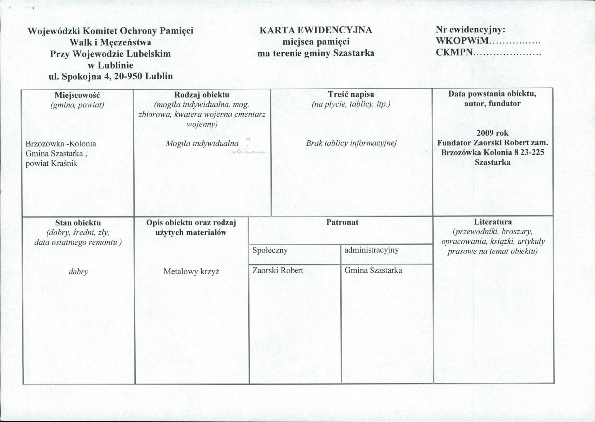 karta ewidencyjna, skan nr 1