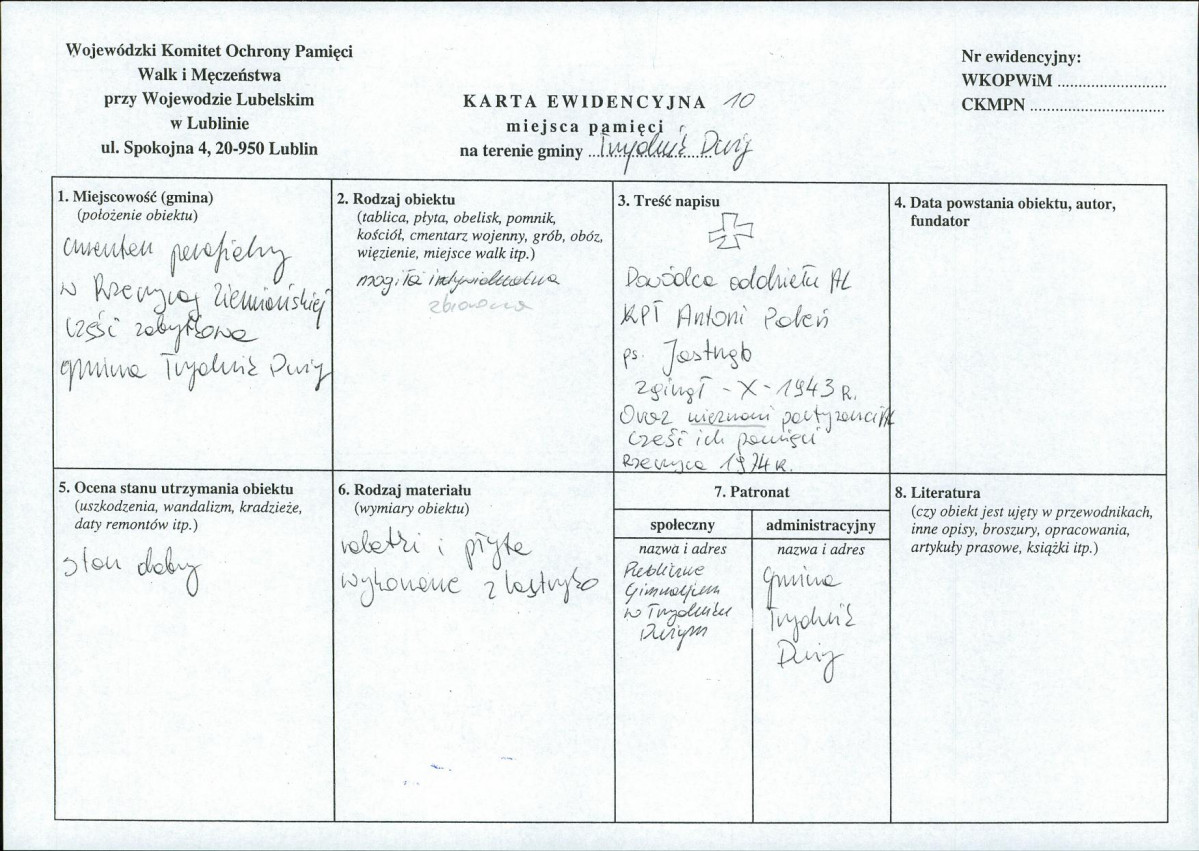 karta ewidencyjna, skan nr 1