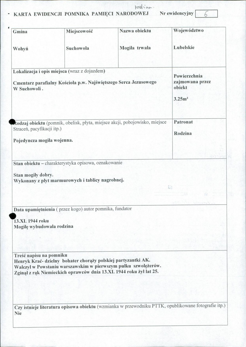 karta ewidencyjna, skan nr 1