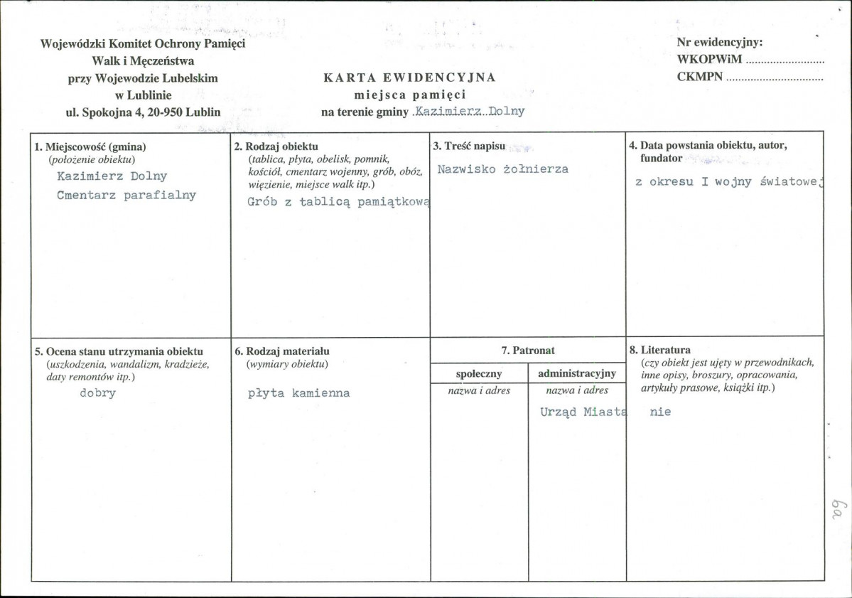 karta ewidencyjna, skan nr 1