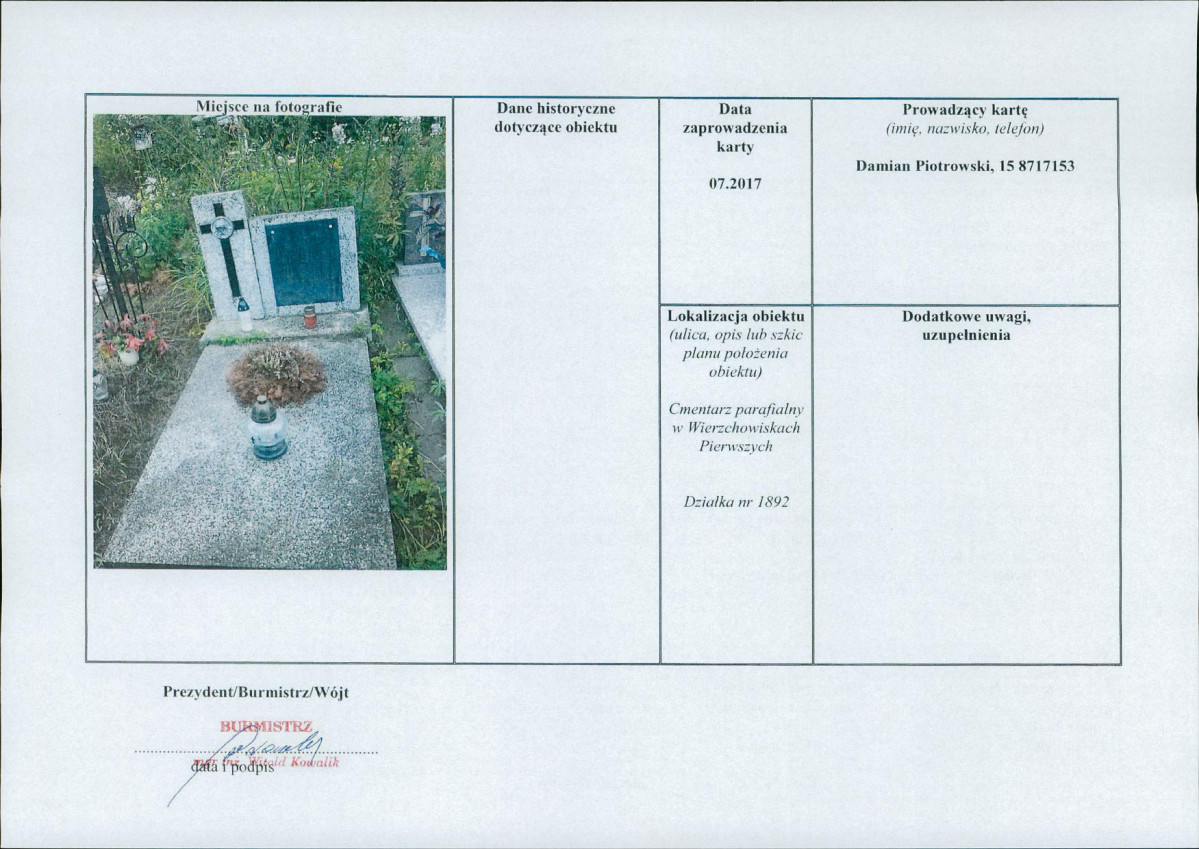 karta ewidencyjna, skan nr 2
