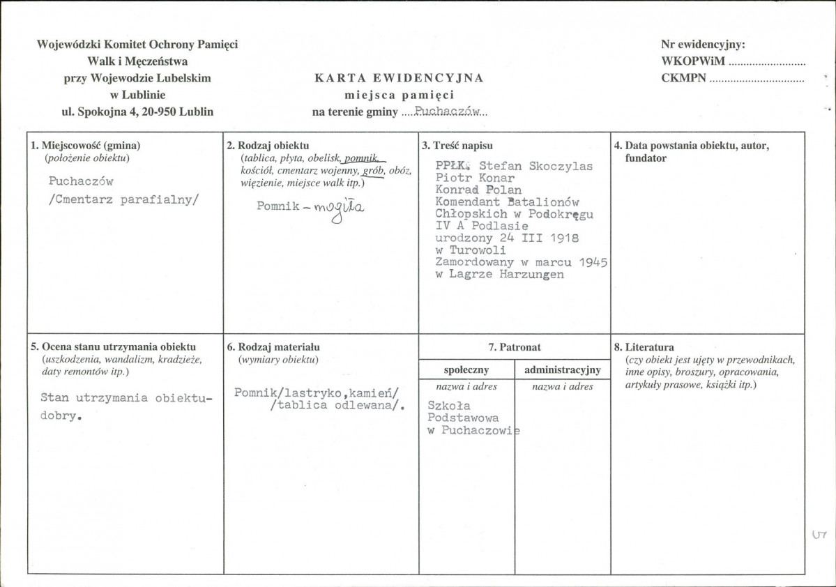 karta ewidencyjna, skan nr 1